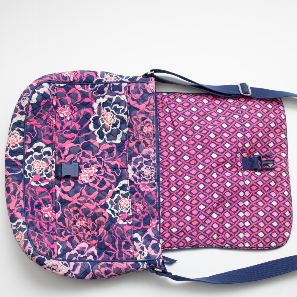 Vera Bradley Messenger Bag Colorful Crossbody Floral Laptop Katalina Pink Purple - Picture 4 of 11